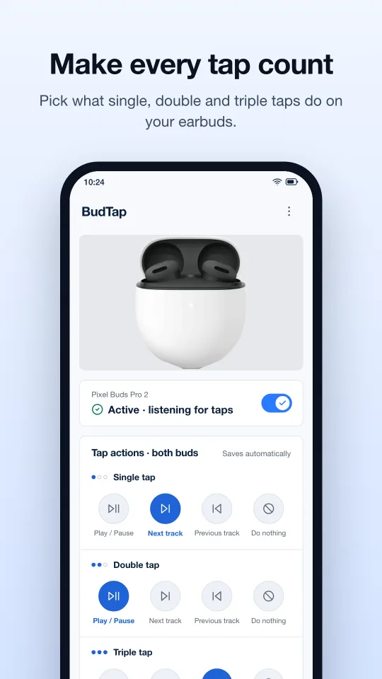 Make every tap count — pick what single, double and triple taps do